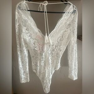 Showpo White Lace Bodysuit